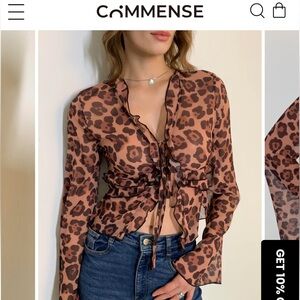 Commense Animal Print Brown Blouse